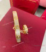 Replica Bust Down Cartier Love Bracelet & Ring set - Yellow Gold Diamonds